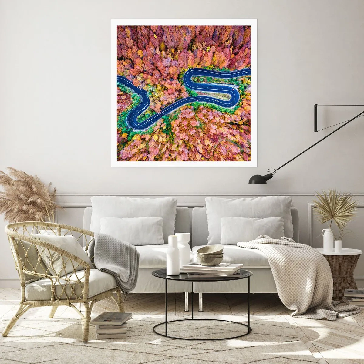 Pôster - Estrada sinuosa pela floresta - 40x40 cm