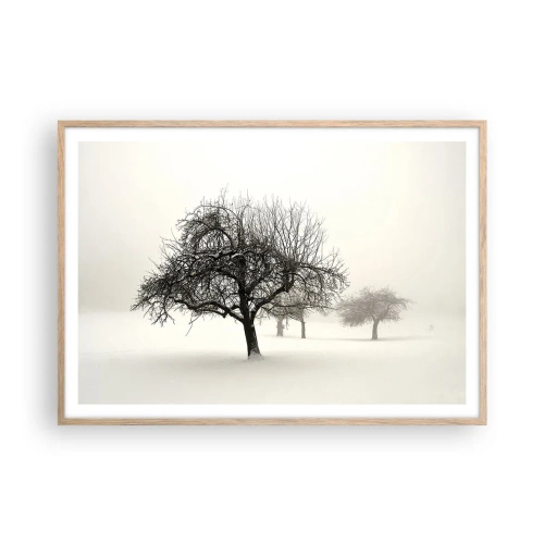 Pôster com moldura de carvalho claro - Sono de inverno - 100x70 cm