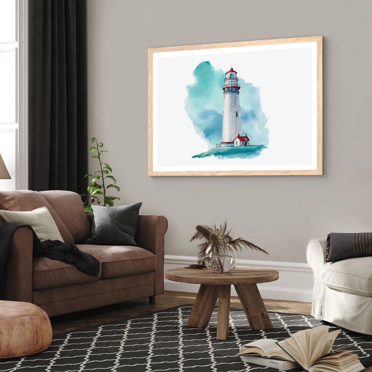 Pôster com moldura de carvalho claro - A gentil irmã do azul - 40x30 cm