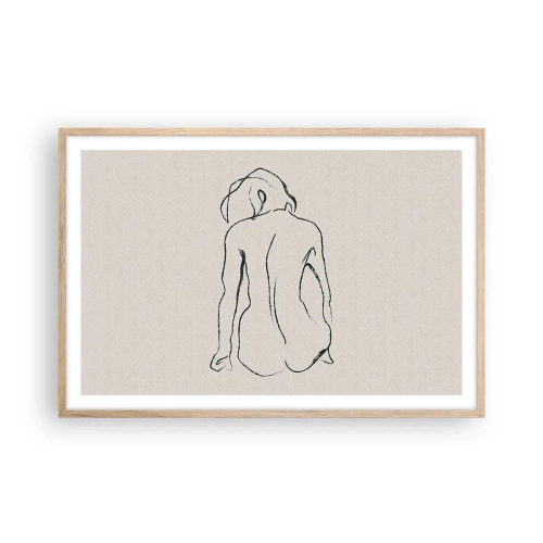 Pôster com moldura de carvalho claro - Nu de rapariga - 91x61 cm
