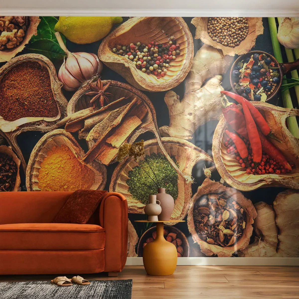 Papel de Parede Autocolante Deluxe Sticker - Leve o que quiser - Gastronomia, Ervas secas, Especiarias - 250x175 cm