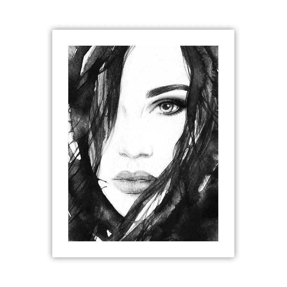 Pôster - Retrato de uma dama a preto e branco - 40x50 cm
