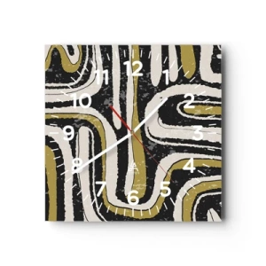 Relógio de parede - Relógio em vidro - Composição: estradas e becos - 40x40 cm
