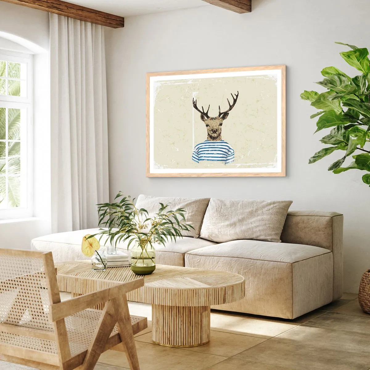 Pôster com moldura de carvalho claro - Porque eu gosto de camisas listradas! - 50x40 cm