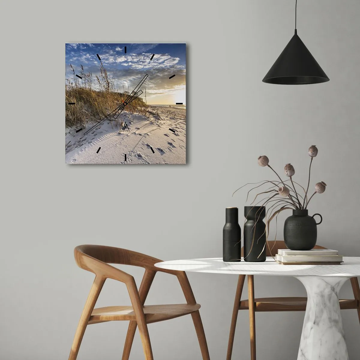 Relógio de parede - Relógio em vidro - Um convite para um passeio - 30x30 cm