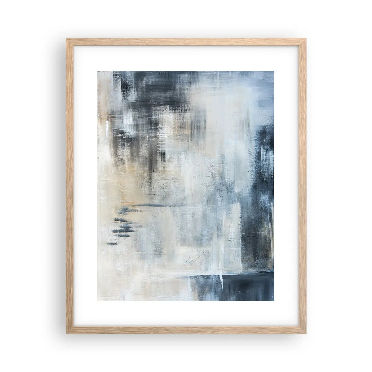 Pôster com moldura de carvalho claro - Atrás da cortina azul - 40x50 cm