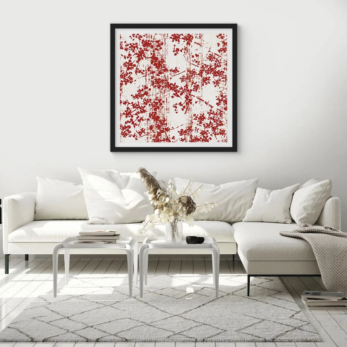 Pôster com moldura preta - Como chita antiga - 50x50 cm