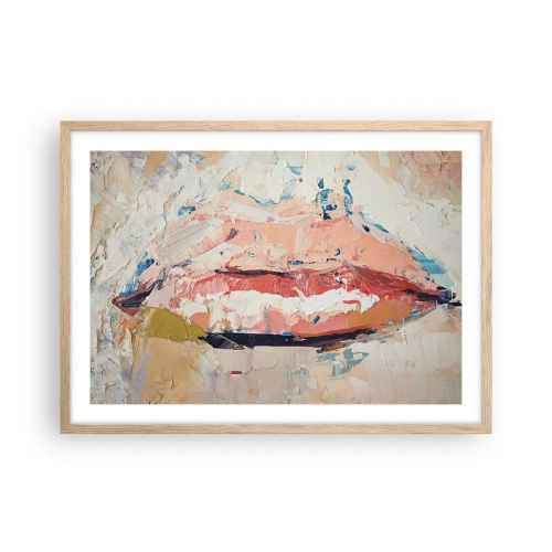 Pôster com moldura de carvalho claro - Desperta os sentidos - 70x50 cm