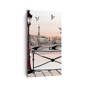 Quadro em tela - Sobre os telhados de Paris - 45x80 cm
