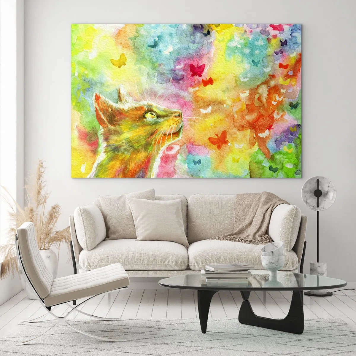 Quadro em vidro - O paraíso dos gatos - 120x80 cm