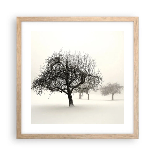 Pôster com moldura de carvalho claro - Sono de inverno - 40x40 cm