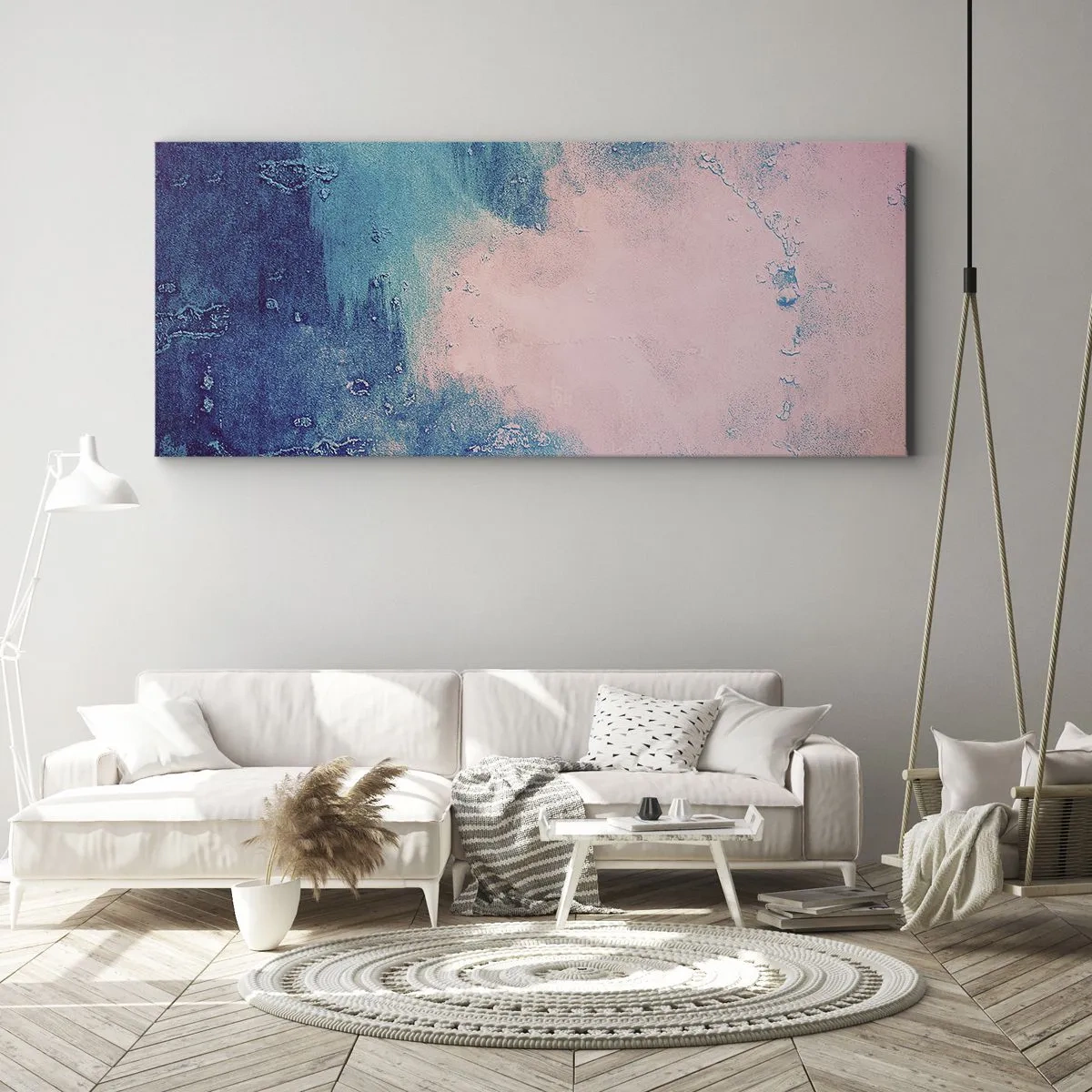 Quadro em tela - Abraço azul - 160x50 cm