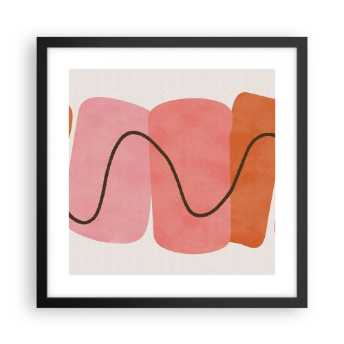 Pôster com moldura preta - Movimento suave de formas - 40x40 cm