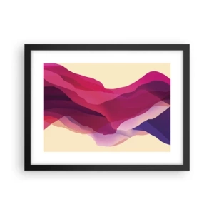 Pôster com moldura preta - Ondas de roxo - 40x30 cm