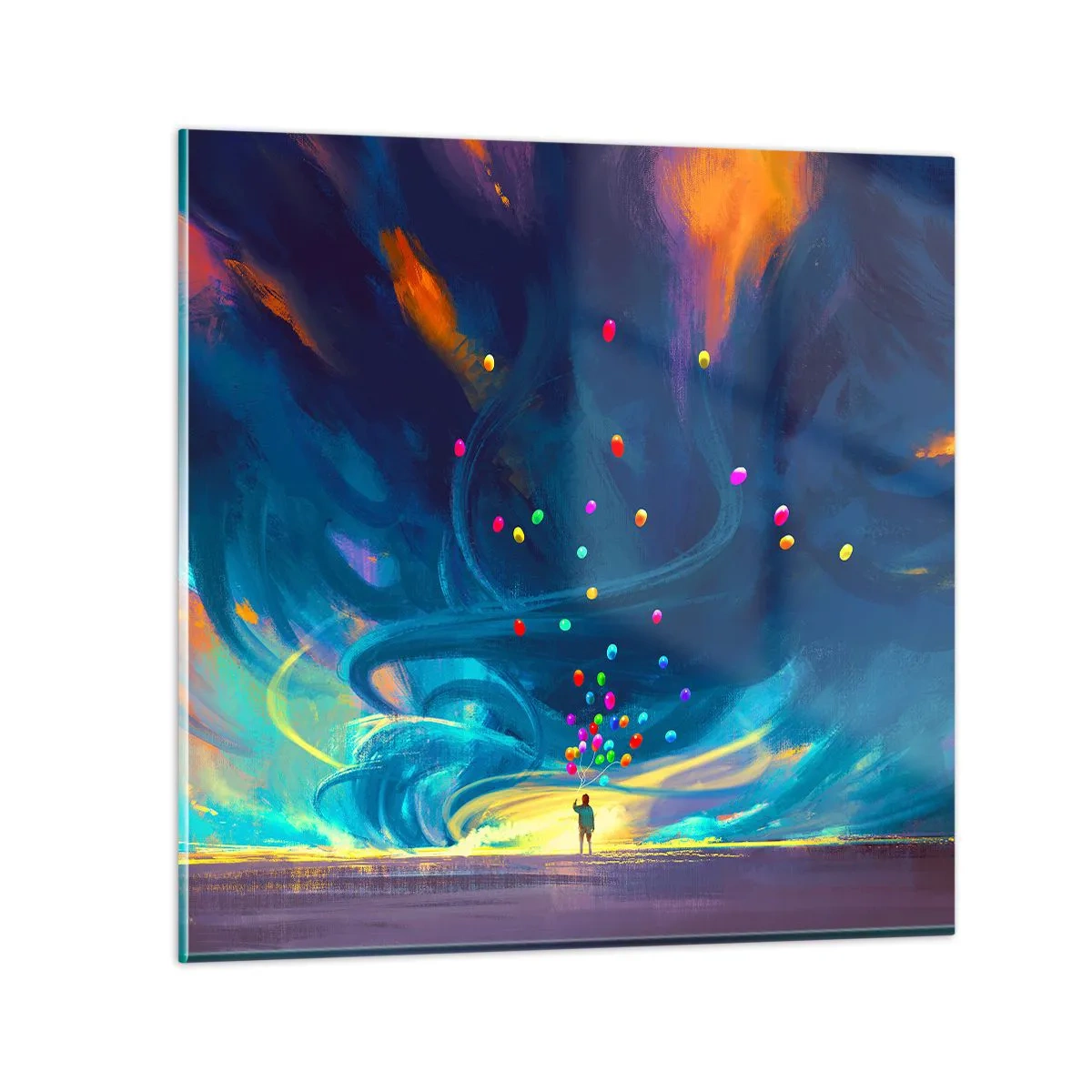 Quadro em vidro - Ao vento azul - 30x30 cm