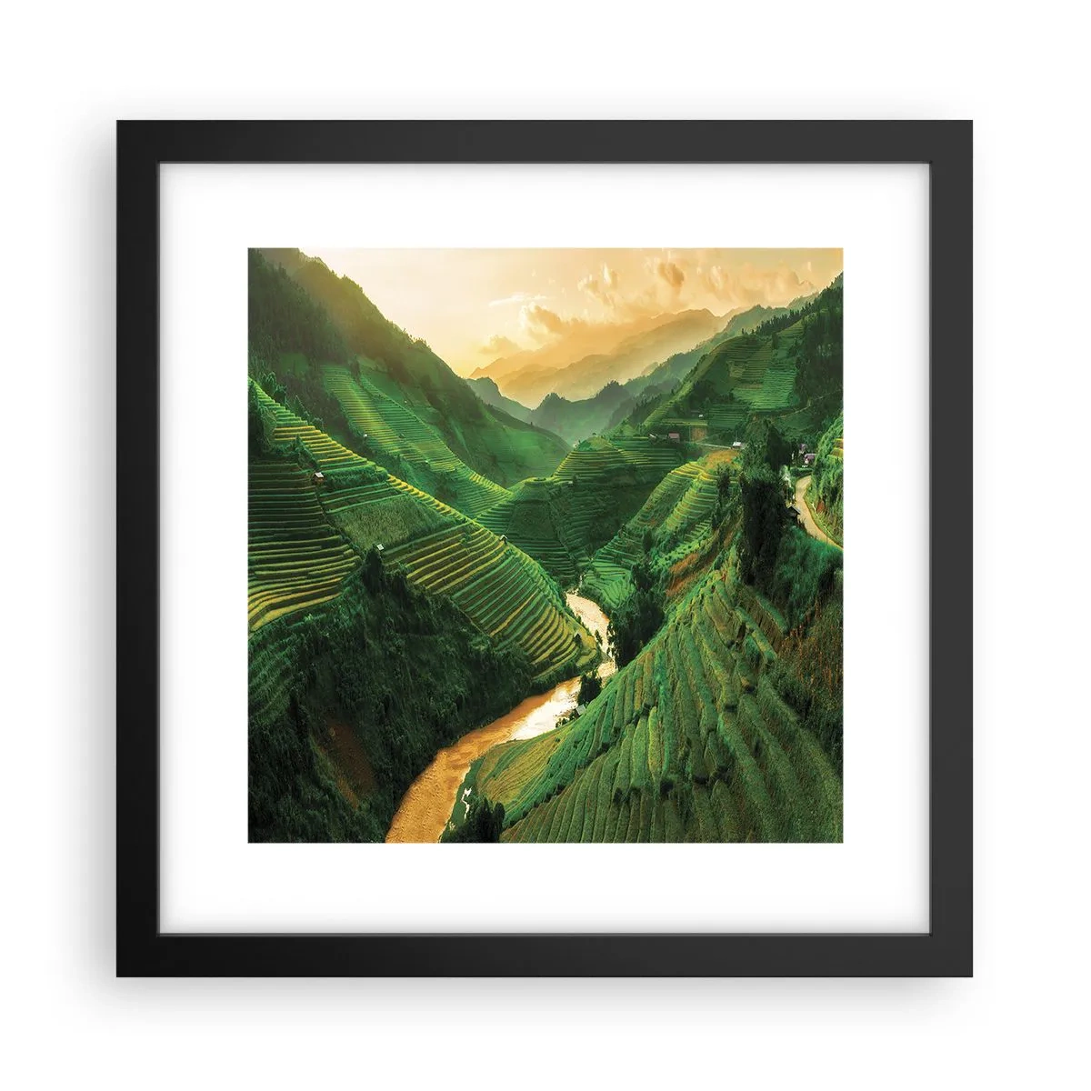 Pôster com moldura preta - Vale vietnamita - 30x30 cm