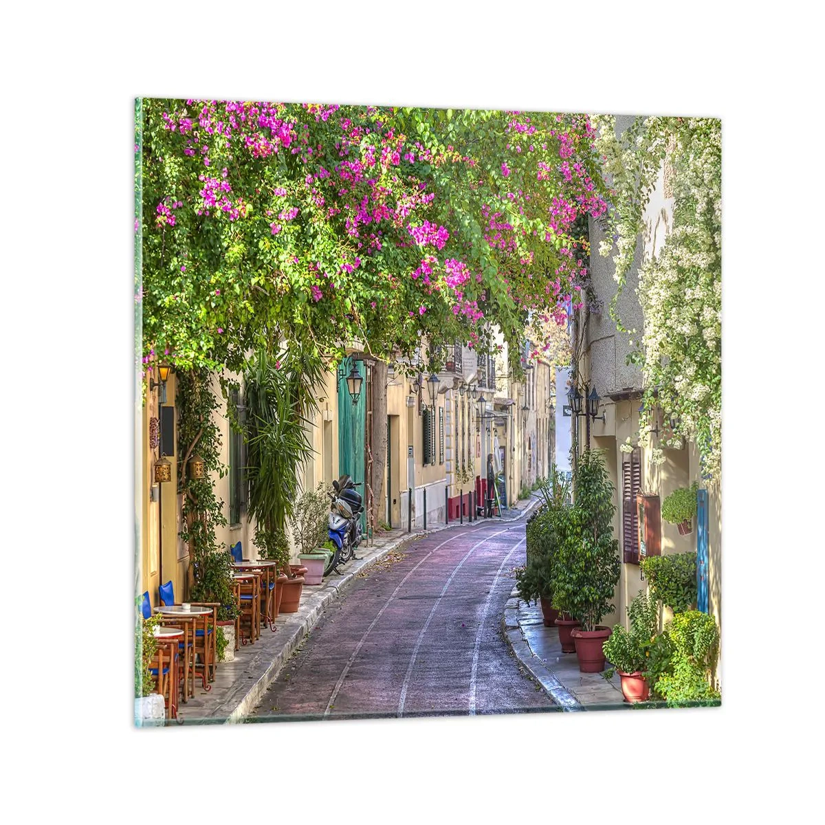 Quadro em vidro - Beco florido - 40x40 cm