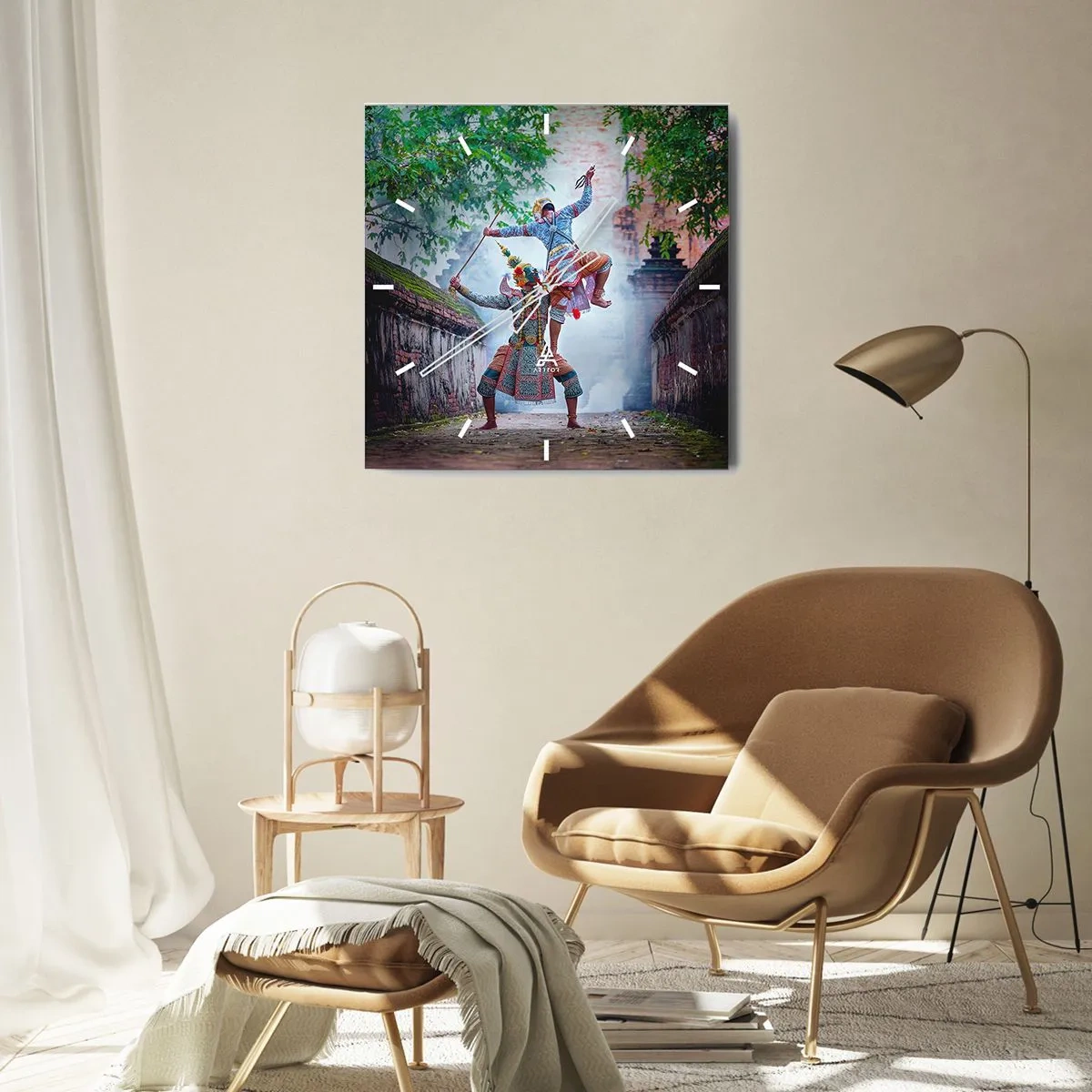 Relógio de parede - Relógio em vidro - Uma dança de beleza mortal - 30x30 cm