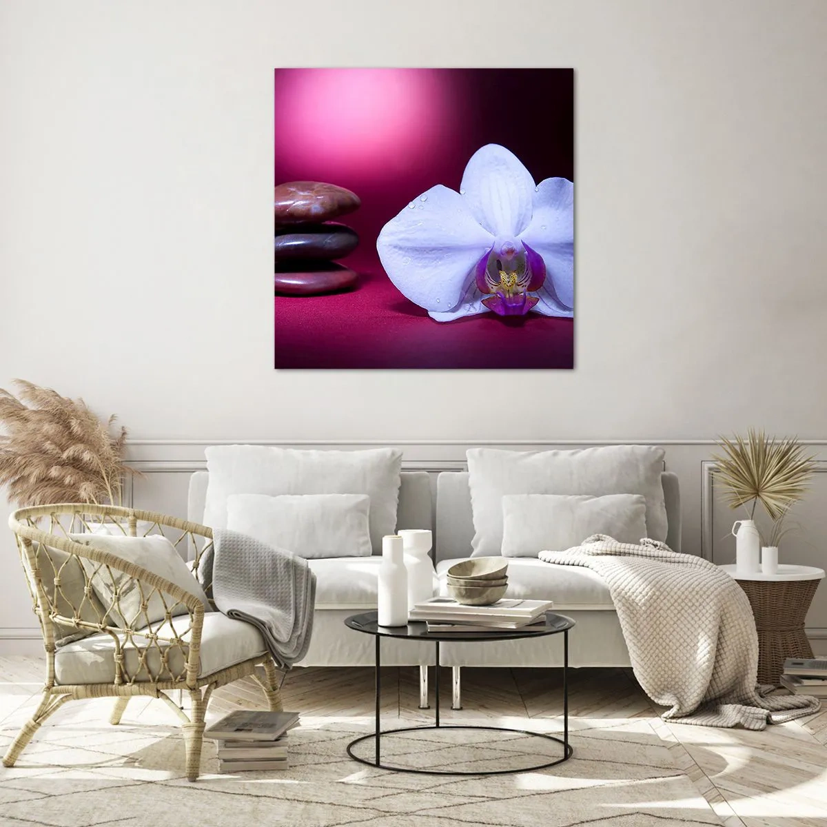 Quadro em vidro - O estudo do frescor em roxo - 30x30 cm