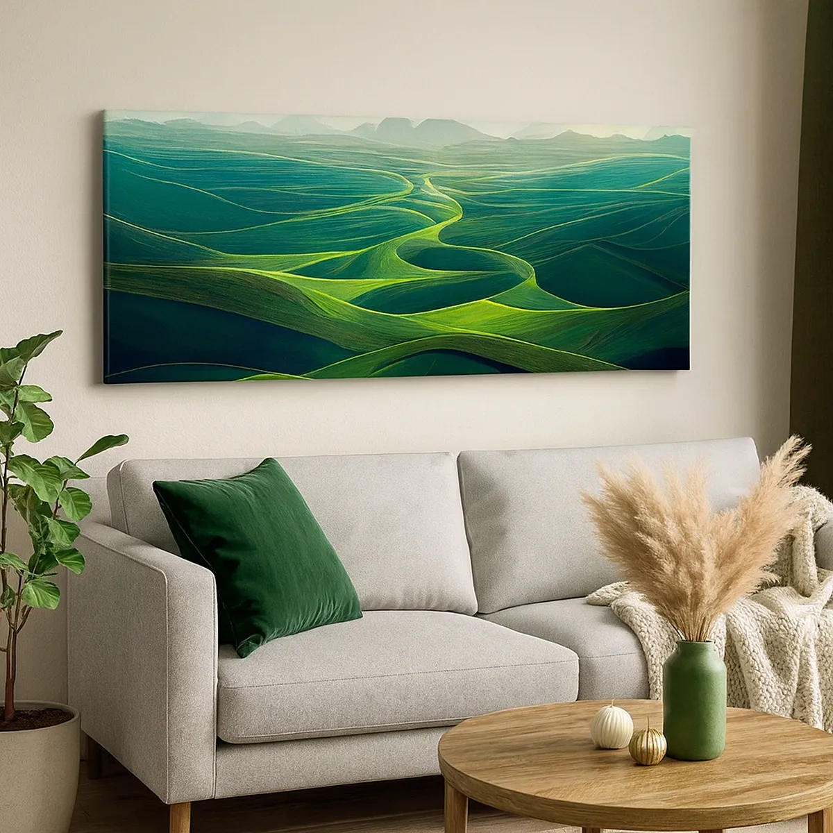 Quadro em tela - Nos vales verdes - 30x30 cm