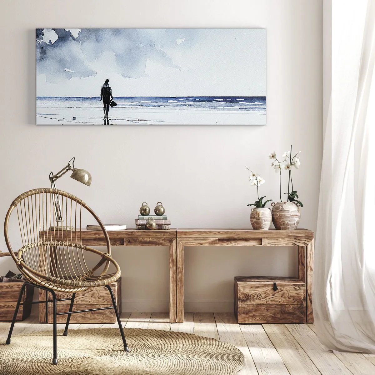 Quadro em tela - Conversa com o mar - 100x40 cm