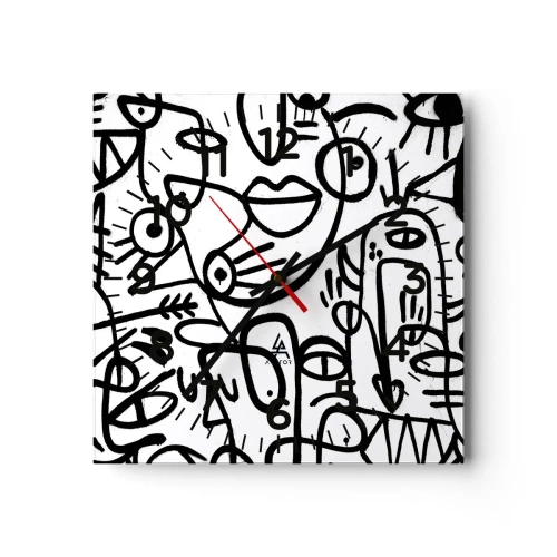 Relógio de parede - Relógio em vidro - Rostos e miragens - 30x30 cm
