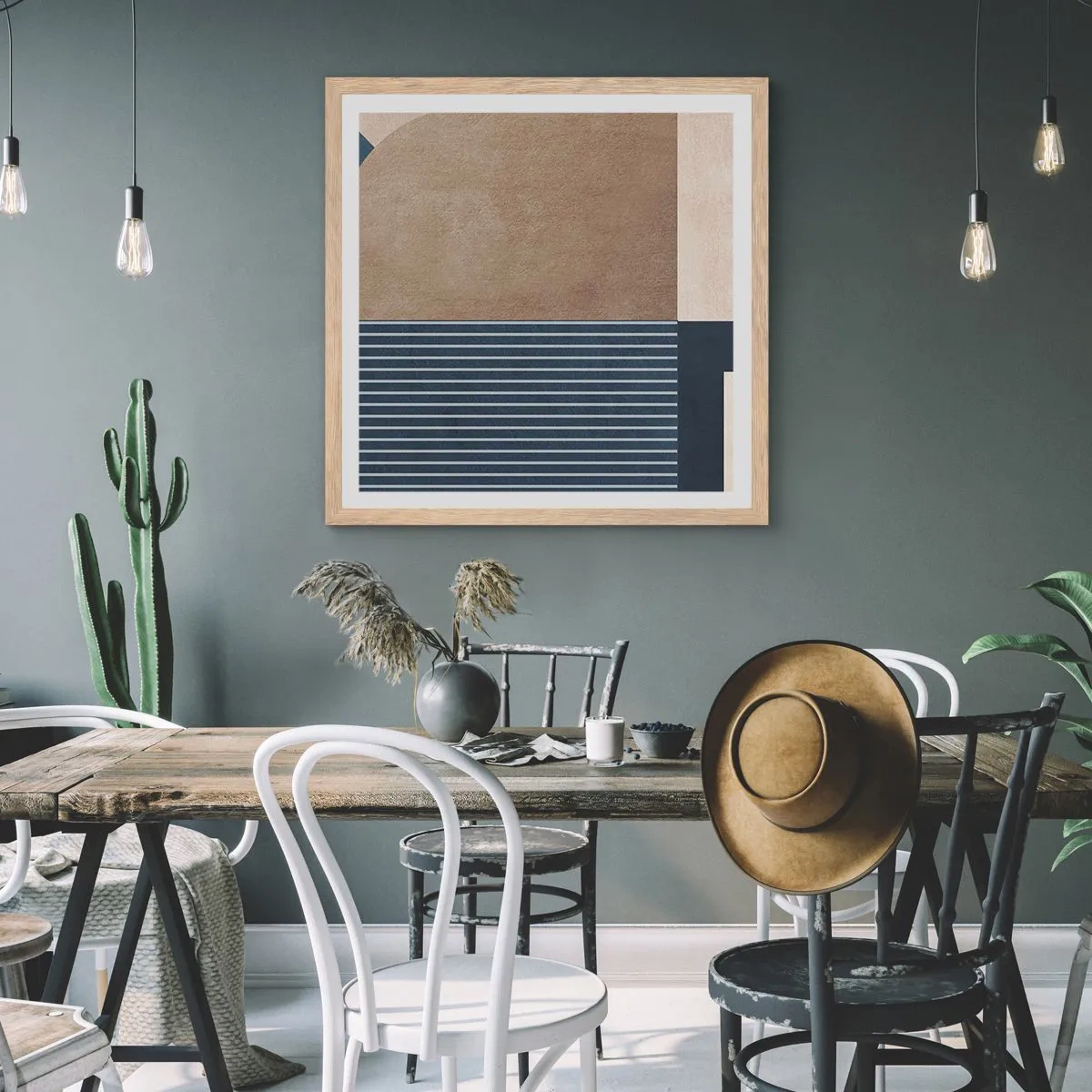 Pôster com moldura de carvalho claro - Uma composição de simplicidade e redondeza - 50x50 cm
