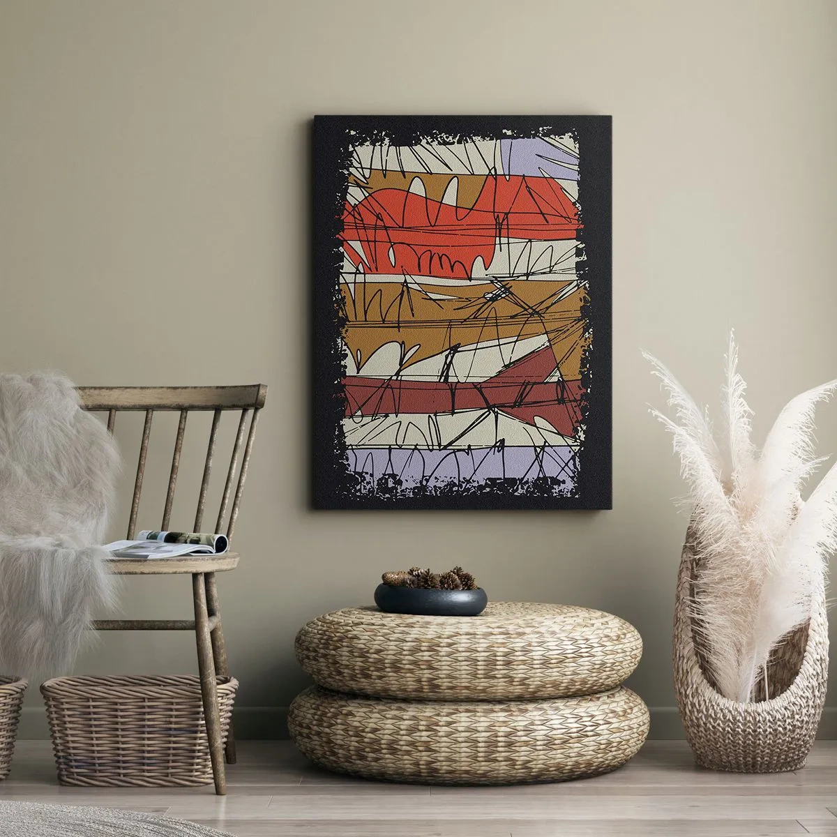 Quadro em tela - Composição espontânea - 45x80 cm