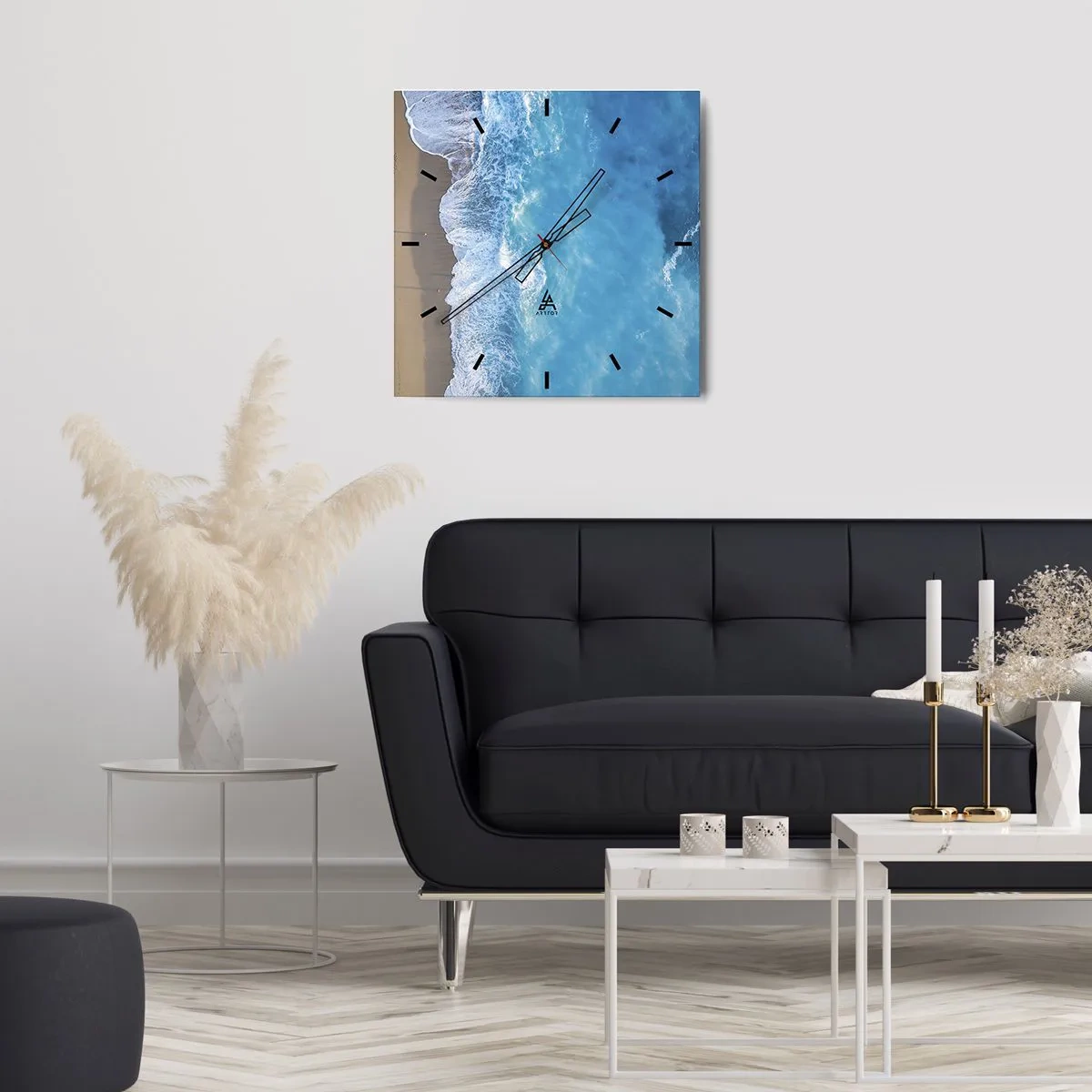 Relógio de parede - Relógio em vidro - O poder do azul - 30x30 cm