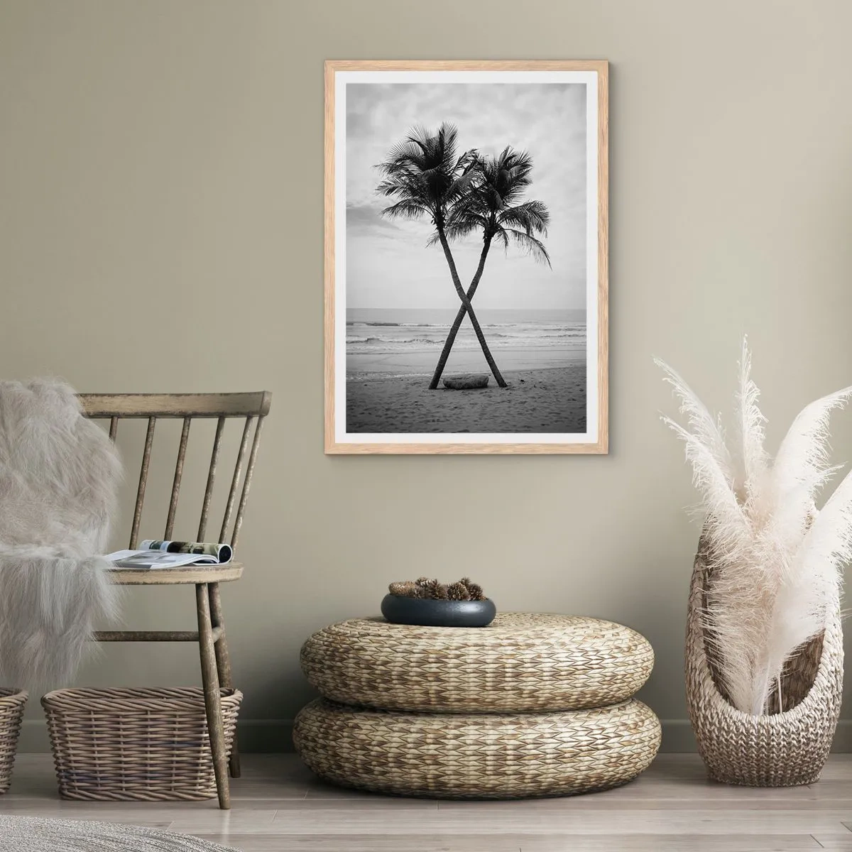 Pôster com moldura de carvalho claro - Sentiu a presença - 70x100 cm