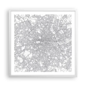 Pôster em moldura branca - Mapa do labirinto de Londres - 60x60 cm