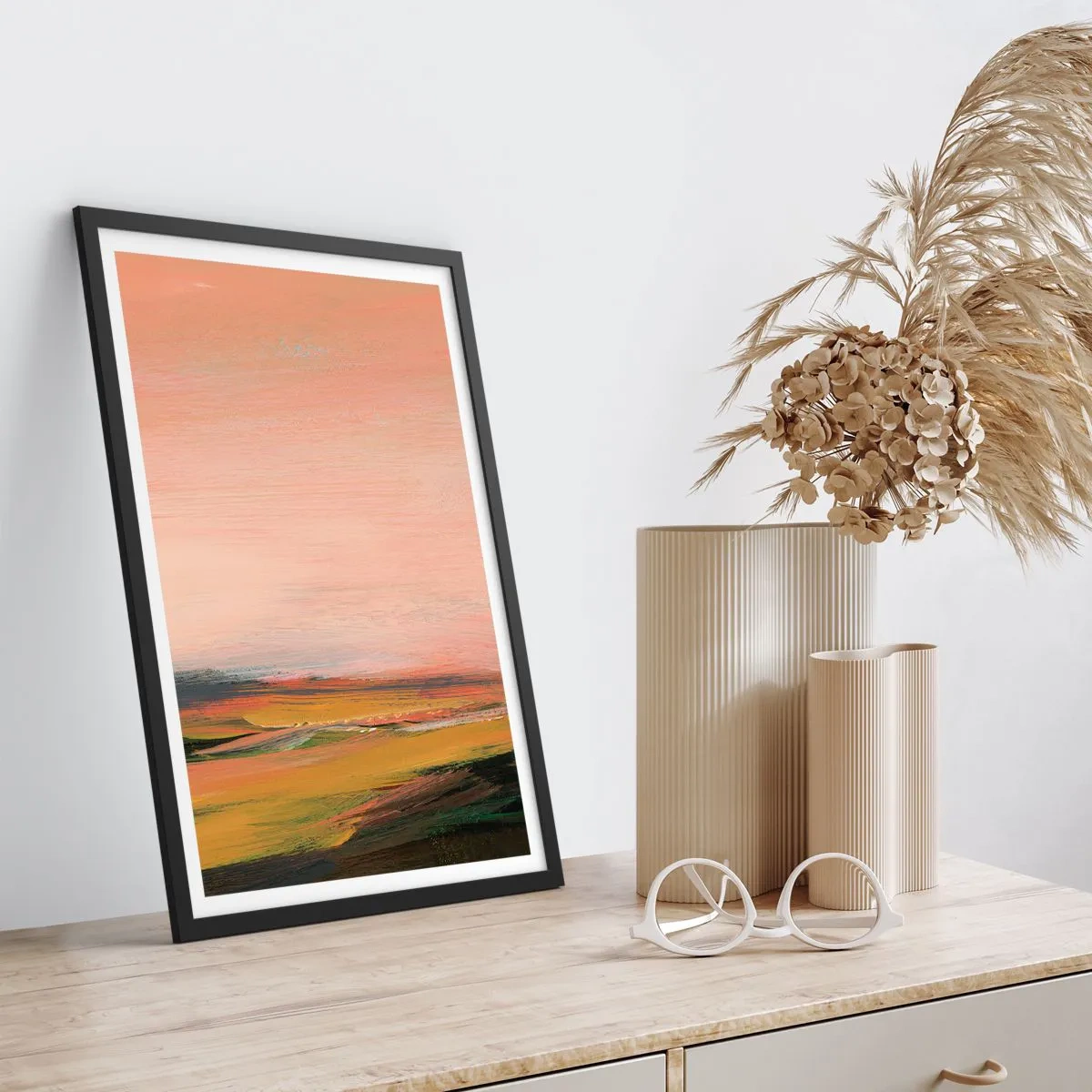 Pôster com moldura preta - Em tons rosa - 61x91 cm
