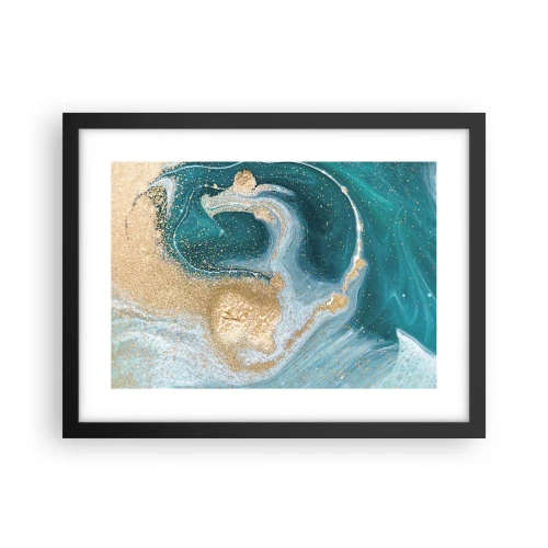 Pôster com moldura preta - Um vórtice de ouro e turquesa - 40x30 cm