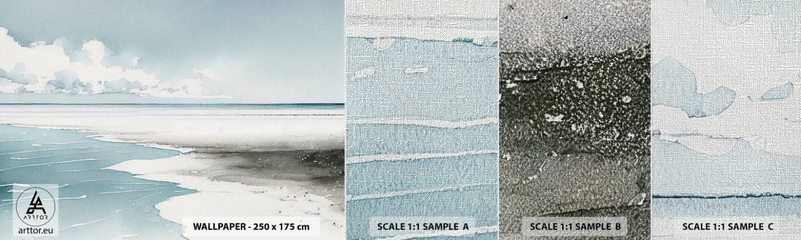 Amostra de papel de parede Premium Canvas - Maré suave - Costa, Praia, Compostura - 100x30 cm