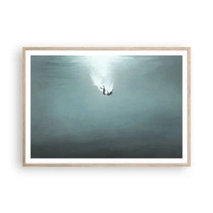 Pôster com moldura de carvalho claro - Nos braços do oceano - 100x70 cm