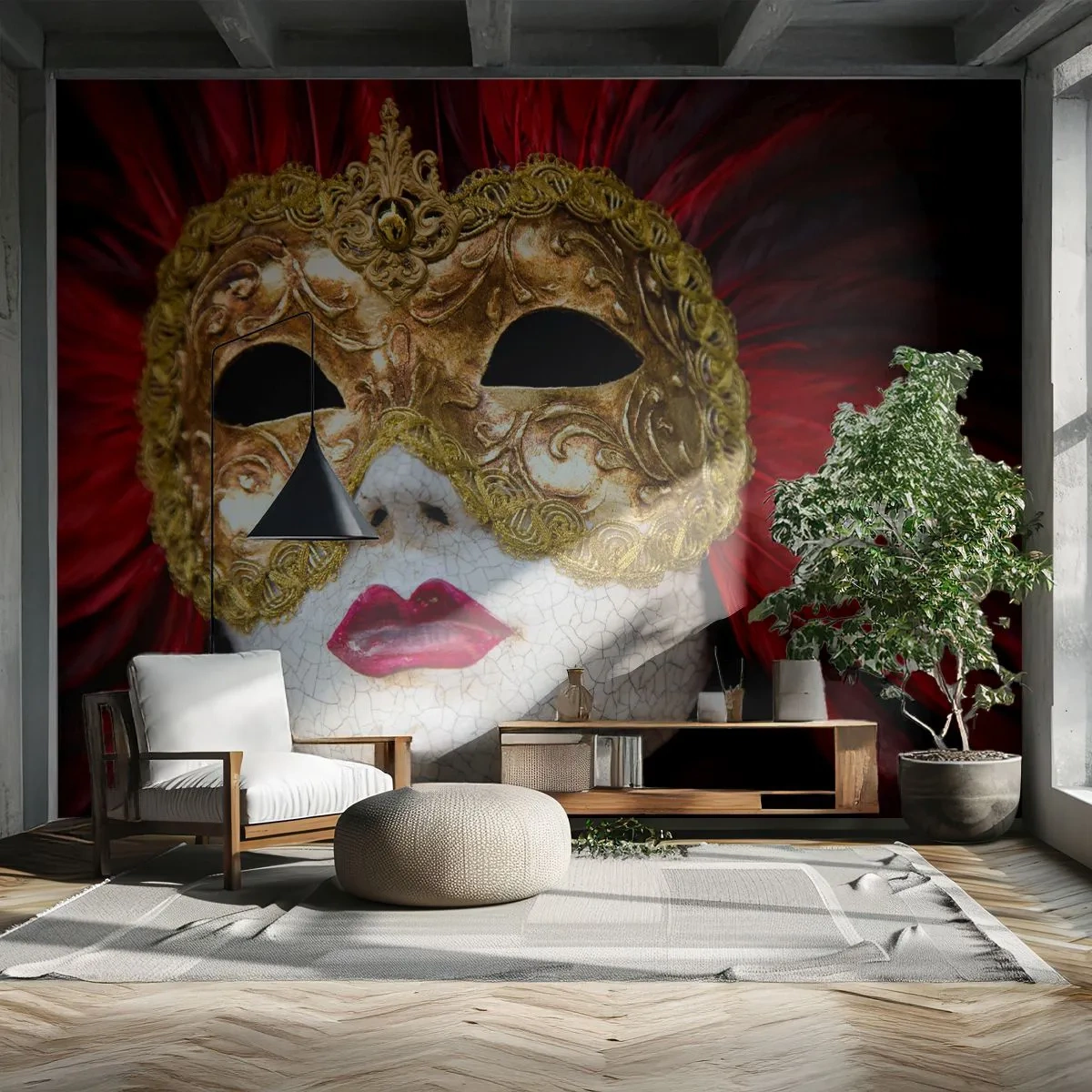 Papel de Parede Premium Sand - A promessa da aventura de carnaval - Máscara veneziana, Pedaço, Veneza - 400x280 cm