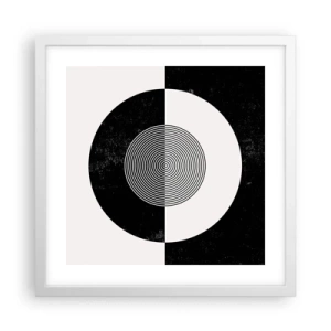 Pôster em moldura branca - Harmonia a preto e branco - 40x40 cm