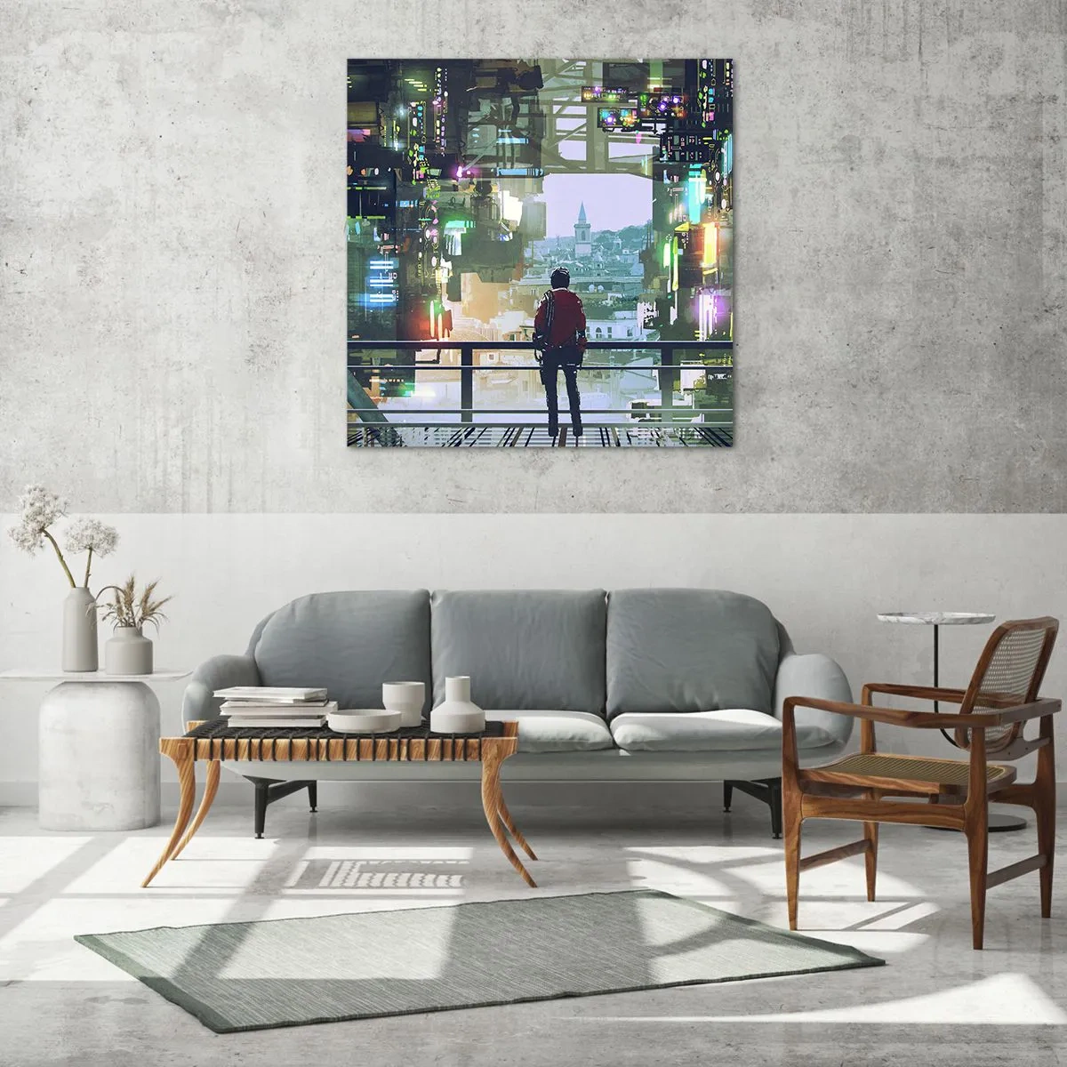 Quadro em vidro - Dois mundos - 70x70 cm