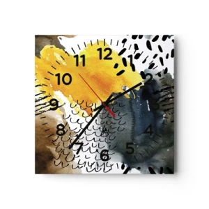 Relógio de parede - Relógio em vidro - Reunião dos elementos da natureza - 30x30 cm