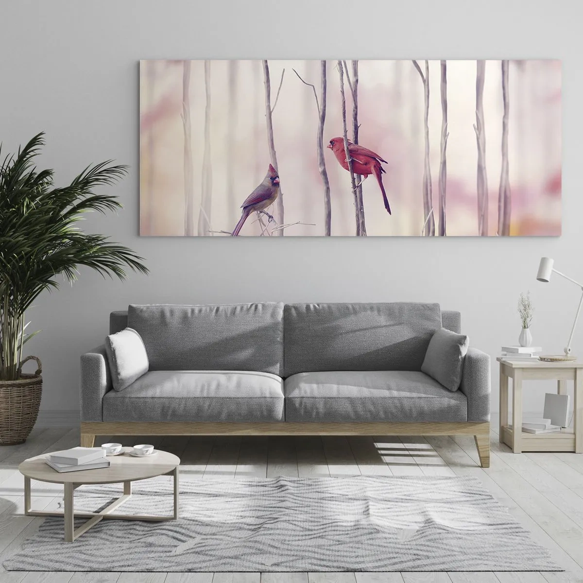 Quadro em vidro - O Conto da floresta rosa - 100x40 cm