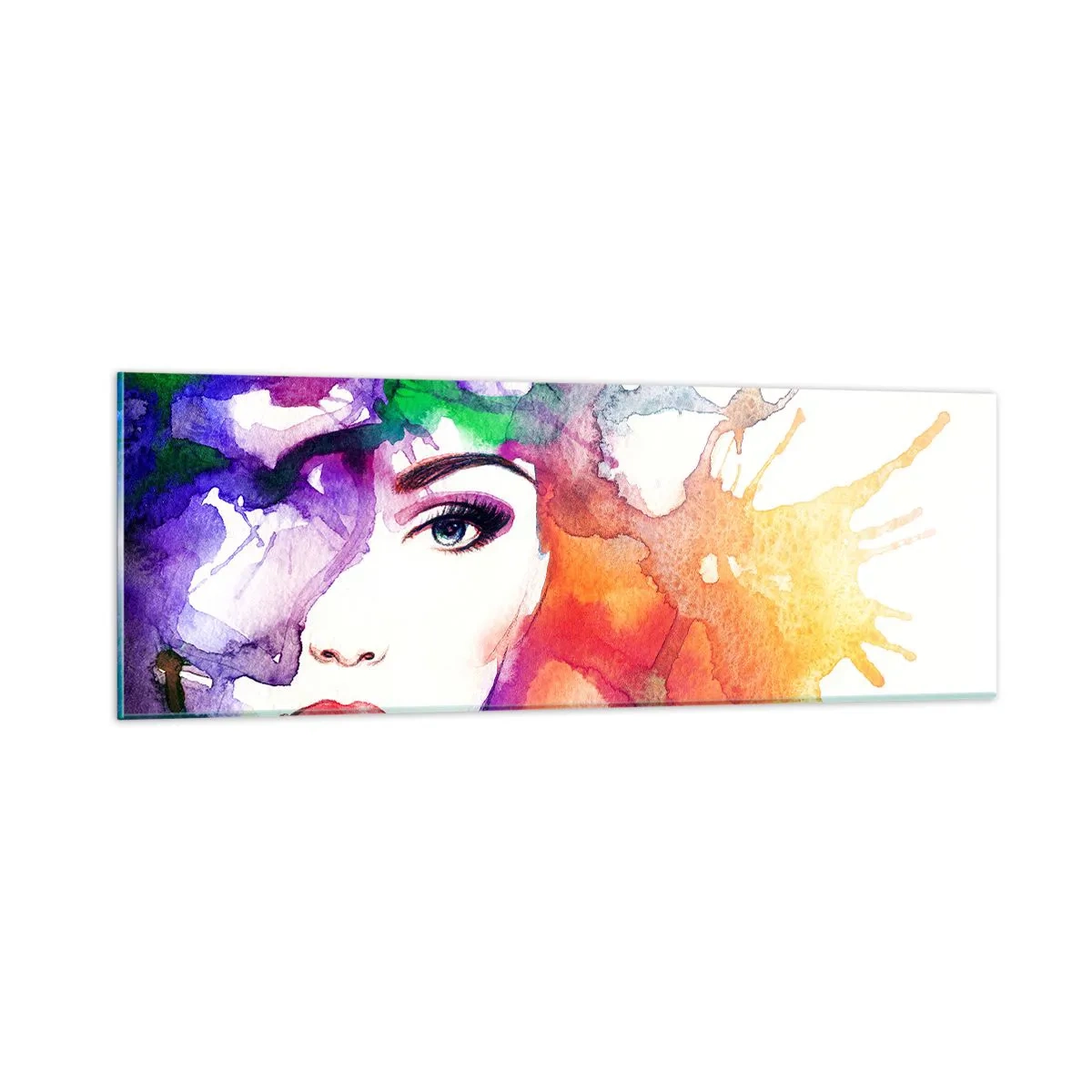 Quadro em vidro - Com a cabeça nas nuvens - 90x30 cm