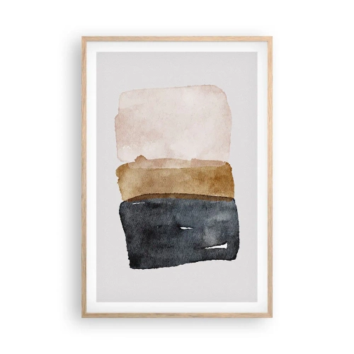 Pôster com moldura de carvalho claro - Composição das cores da terra - 61x91 cm