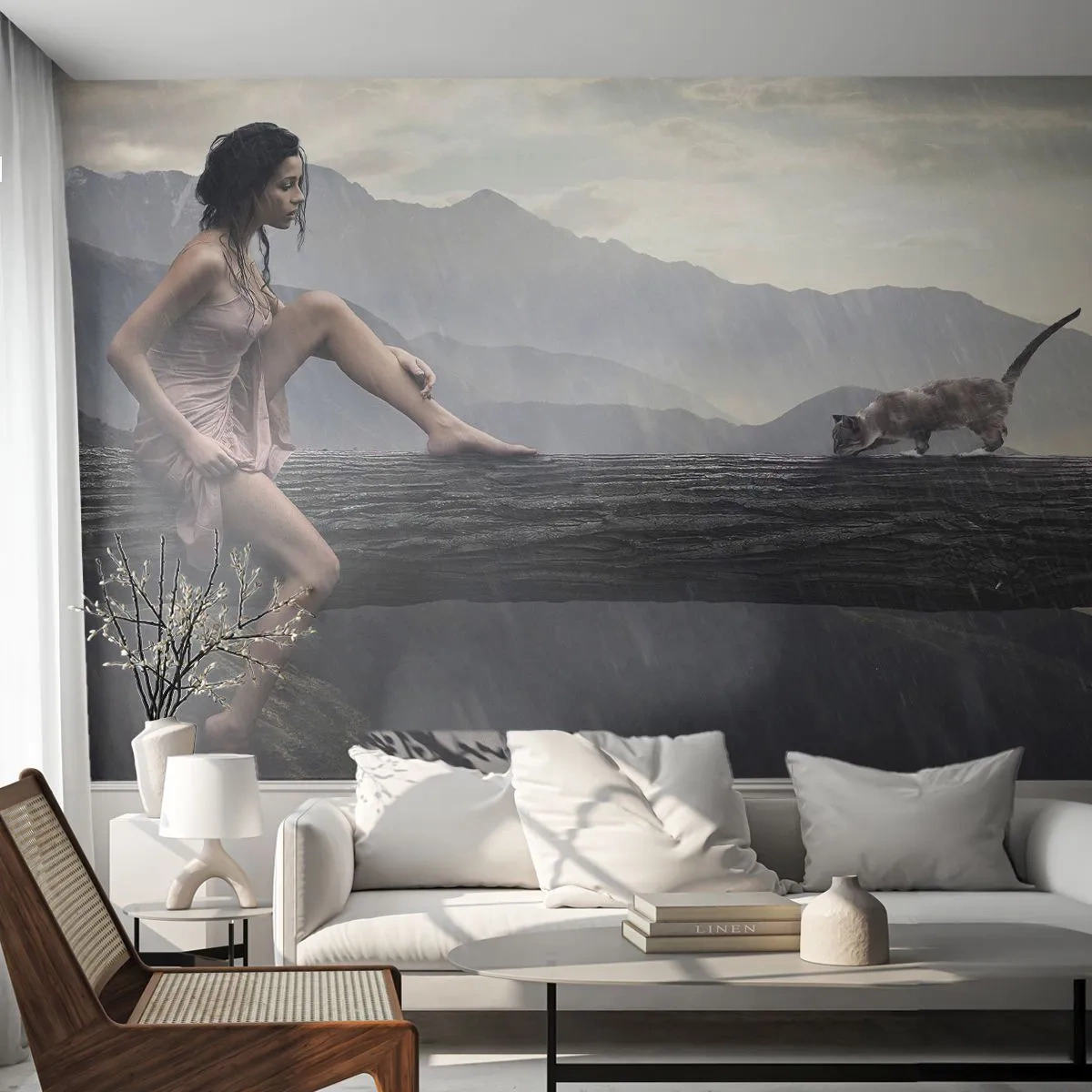 Papel de Parede Premium Sand - Picos de beleza - Mulher, Modelo, Paisagem - 400x280 cm