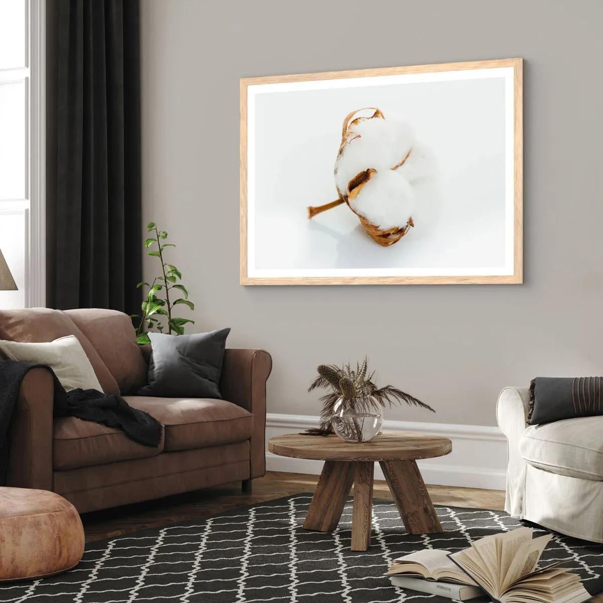 Pôster com moldura de carvalho claro - Suave por natureza - 100x70 cm