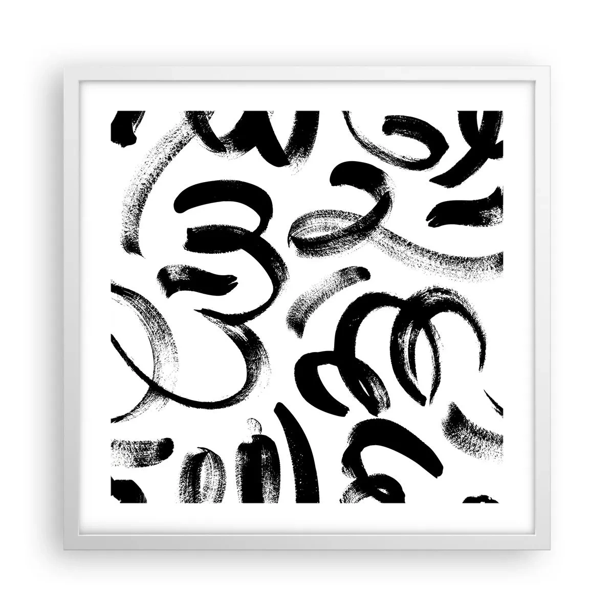 Pôster em moldura branca - Preto sobre branco - 50x50 cm