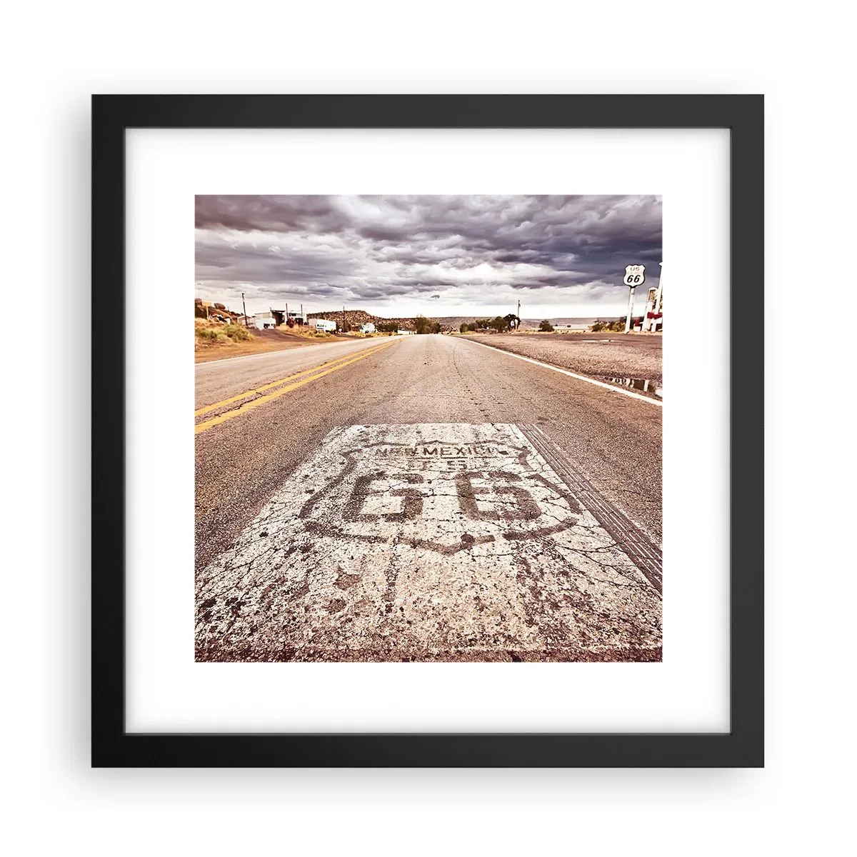 Pôster com moldura preta - Mother Road - uma lenda americana - 30x30 cm