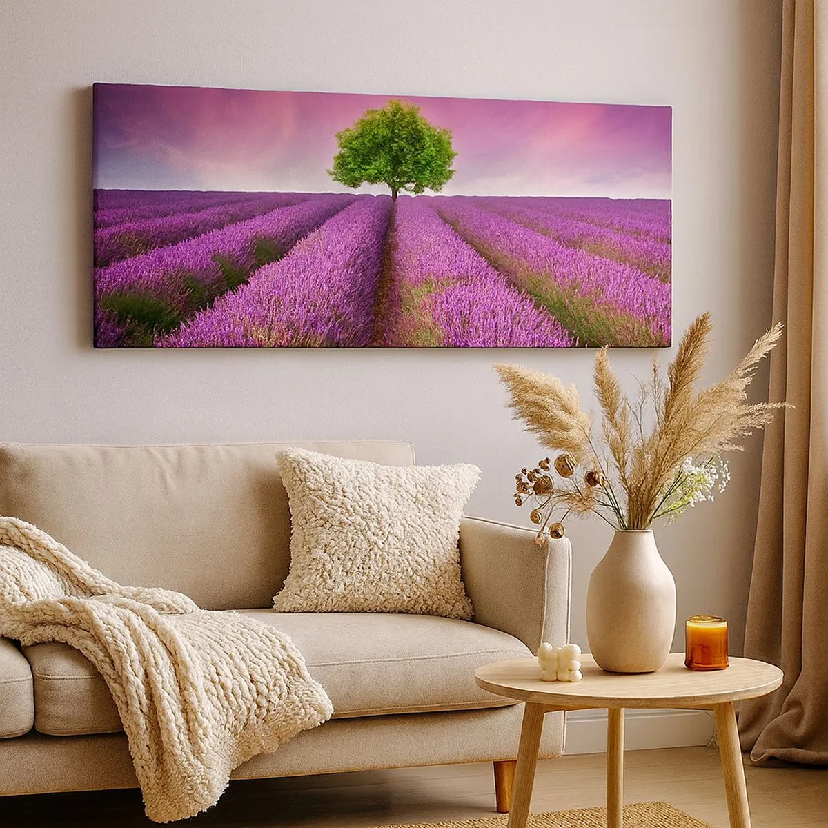 Quadro em tela - Nos campos de lavanda - 100x40 cm
