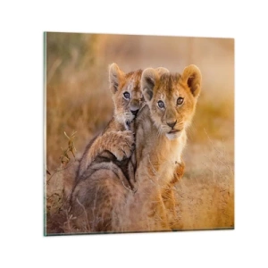 Quadro em vidro - Não perturbe! Estamos a divertir-nos - 30x30 cm