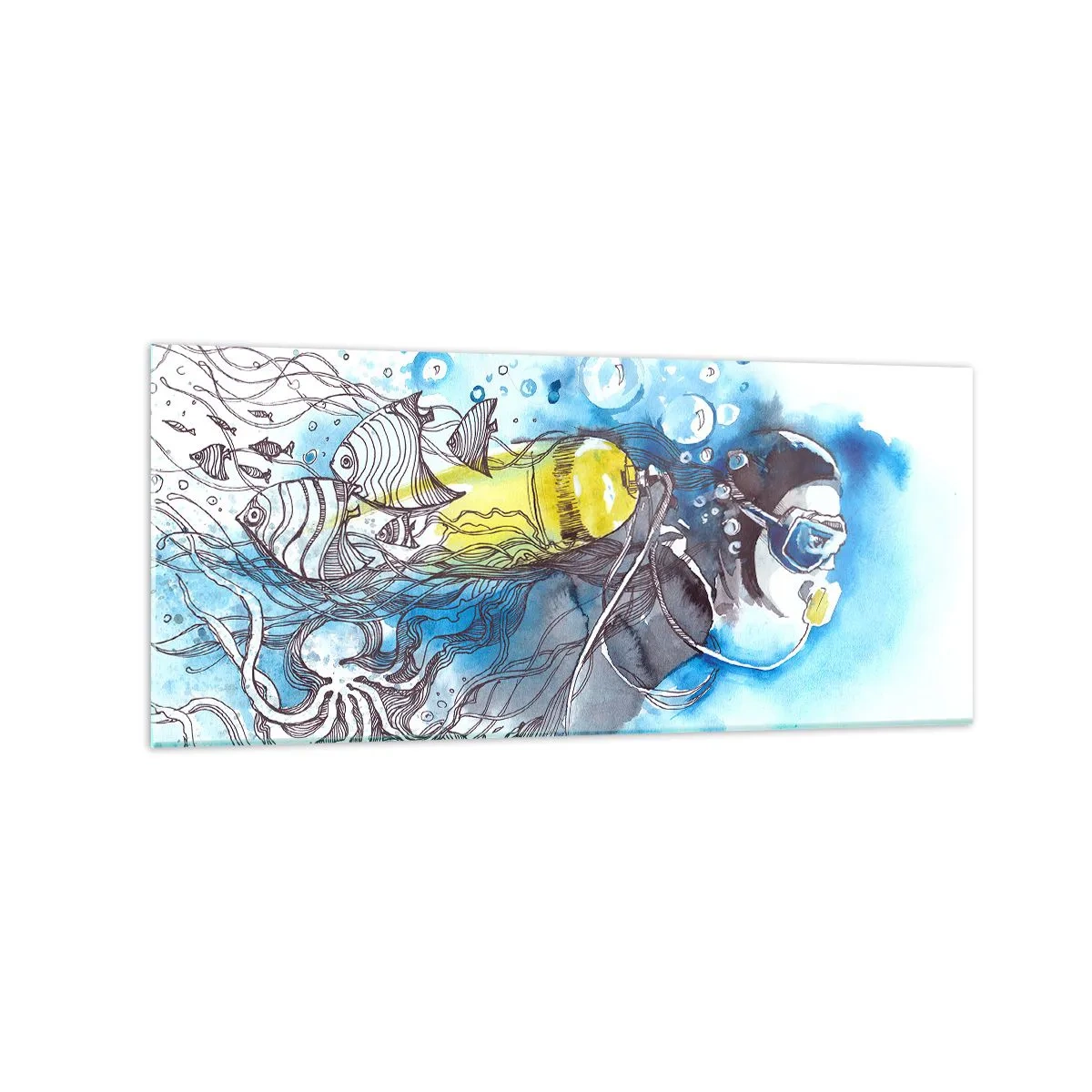 Quadro em vidro - Azul Infinito - 120x50 cm