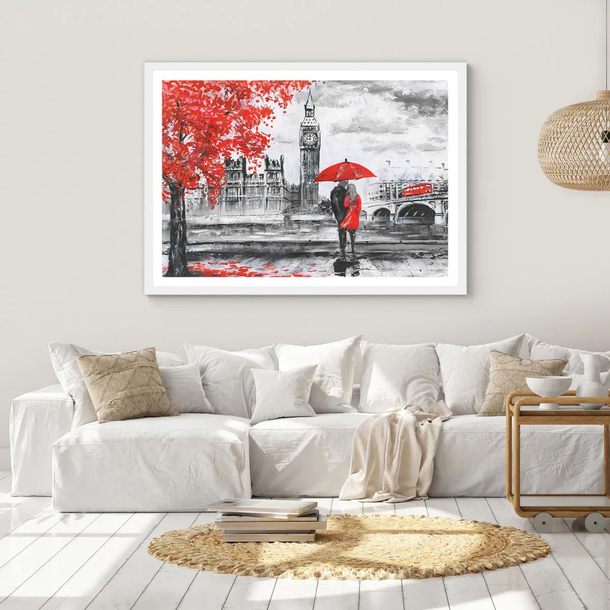Pôster em moldura branca - Apaixonados em Londres - 91x61 cm